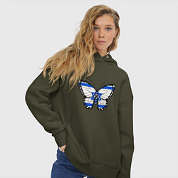 Толстовка оверсайз женская Бабочка - Израиль, цвет: хаки — фото 2