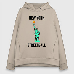 Толстовка оверсайз женская Нью-Йорк Стритбол, цвет: миндальный