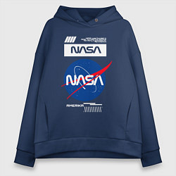 Толстовка оверсайз женская Nasa - Logo, цвет: тёмно-синий