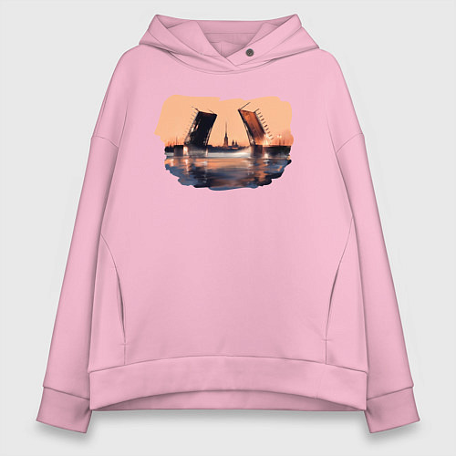 Женское худи оверсайз Закат в Питере / Светло-розовый – фото 1
