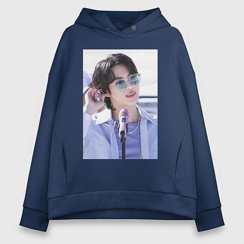 Женское худи оверсайз Мировой красавчик Джин / Тёмно-синий – фото 1