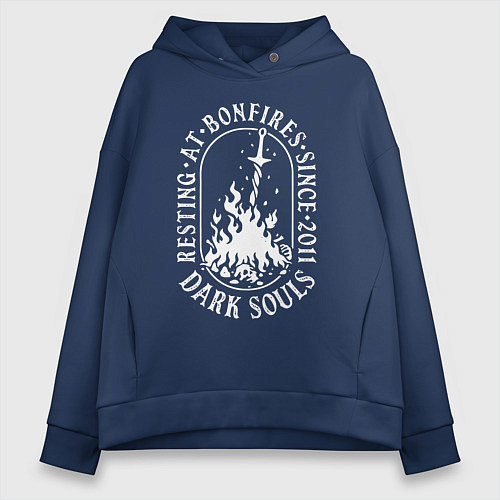 Женское худи оверсайз Dark Souls костер / Тёмно-синий – фото 1