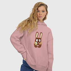 Толстовка оверсайз женская Кролик с цветочком, цвет: пыльно-розовый — фото 2