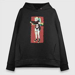 Толстовка оверсайз женская Ребекка Cyberpunk Edgerunner, цвет: черный