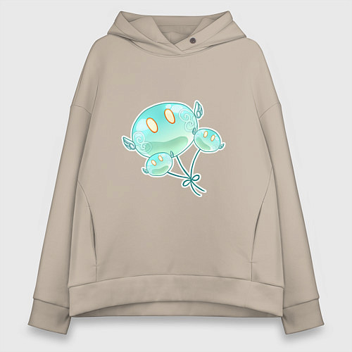 Женское худи оверсайз Воздушные шары / Миндальный – фото 1