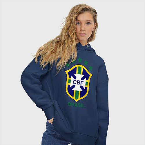 Женское худи оверсайз Brasil CBF / Тёмно-синий – фото 3