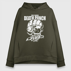 Толстовка оверсайз женская FFDP skull, цвет: хаки