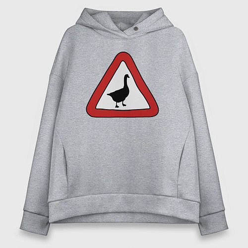 Женское худи оверсайз Предупредительный знак с гусем / Меланж – фото 1
