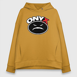 Толстовка оверсайз женская Onyx - black logo, цвет: горчичный