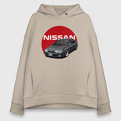 Толстовка оверсайз женская Nissan B-14, цвет: миндальный