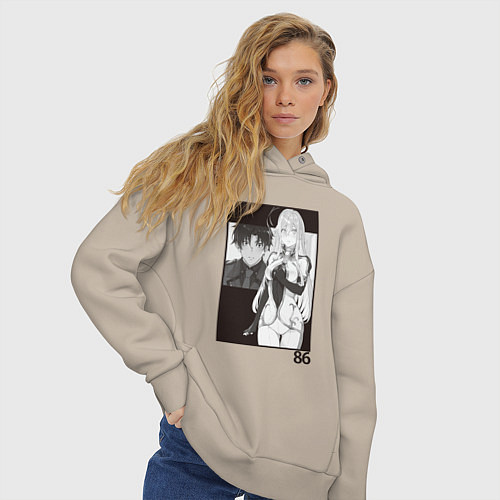 Женское худи оверсайз Синъэй и Владилена арт - 86 / Миндальный – фото 3