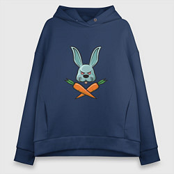 Толстовка оверсайз женская Carrot - Bunny, цвет: тёмно-синий