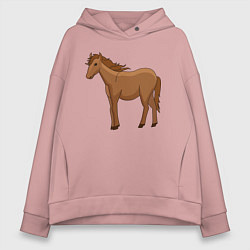 Толстовка оверсайз женская Милая лошадка, цвет: пыльно-розовый