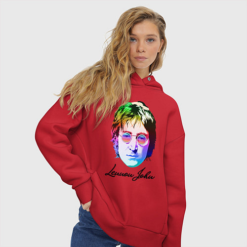 Женское худи оверсайз Леннон Джон / Красный – фото 3