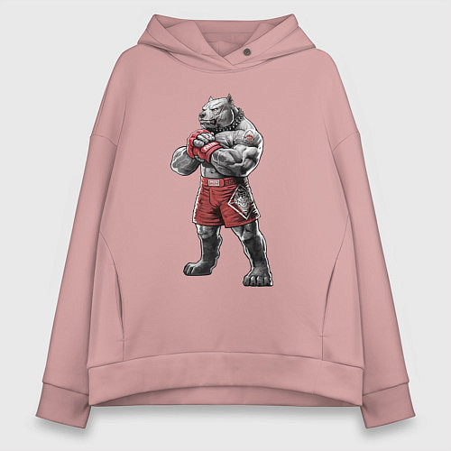 Женское худи оверсайз Питбуль - Смешанные единоборства - MMA / Пыльно-розовый – фото 1