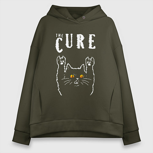 Женское худи оверсайз The Cure rock cat / Хаки – фото 1