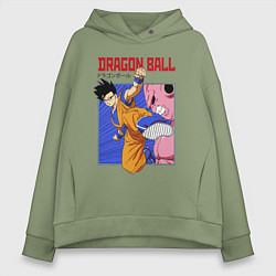 Толстовка оверсайз женская Dragon Ball - Сон Гоку - Удар, цвет: авокадо