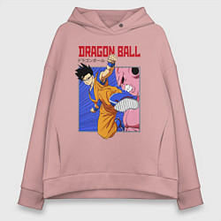Толстовка оверсайз женская Dragon Ball - Сон Гоку - Удар, цвет: пыльно-розовый