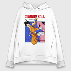 Толстовка оверсайз женская Dragon Ball - Сон Гоку - Удар, цвет: белый