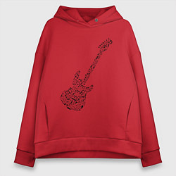 Женское худи оверсайз Гитара из нот