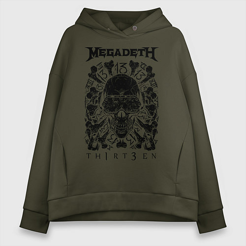 Женское худи оверсайз Megadeth Thirteen / Хаки – фото 1