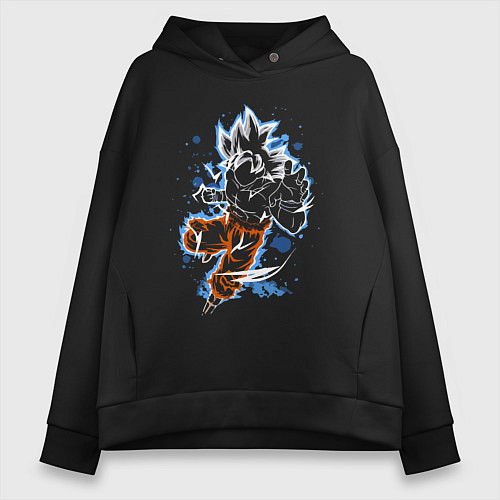 Женское худи оверсайз Dragon Ball - Son Goku - neon / Черный – фото 1