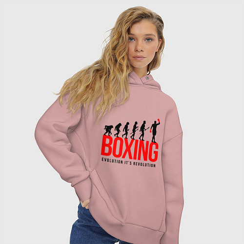 Женское худи оверсайз Boxing evolution / Пыльно-розовый – фото 3