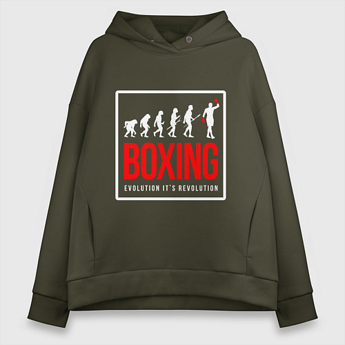 Женское худи оверсайз Boxing evolution its revolution / Хаки – фото 1