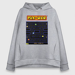 Толстовка оверсайз женская Pac-Man на ZX-Spectrum, цвет: меланж