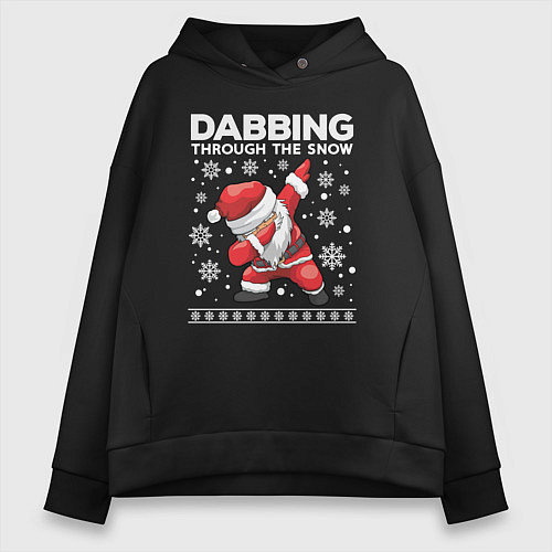Женское худи оверсайз Dabbing Santa, through the snow / Черный – фото 1