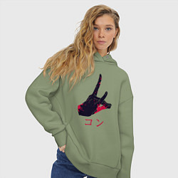 Толстовка оверсайз женская Аки Хаякава - Кон, цвет: авокадо — фото 2