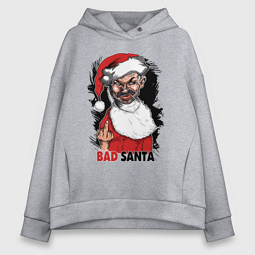 Женское худи оверсайз Bad Santa, fuck you / Меланж – фото 1