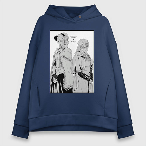 Женское худи оверсайз Dark souls girl / Тёмно-синий – фото 1