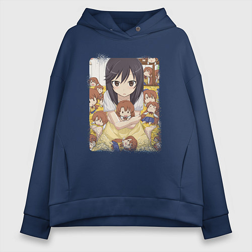 Женское худи оверсайз Милашка Хотару - Деревенская глубинка / Тёмно-синий – фото 1