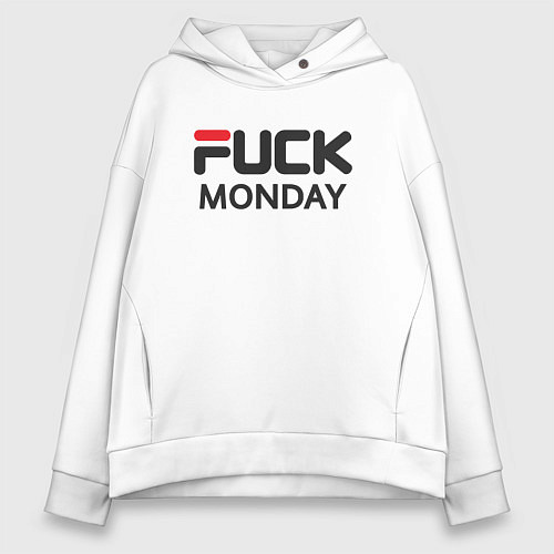 Женское худи оверсайз Fuck monday, anti-brand, fila / Белый – фото 1