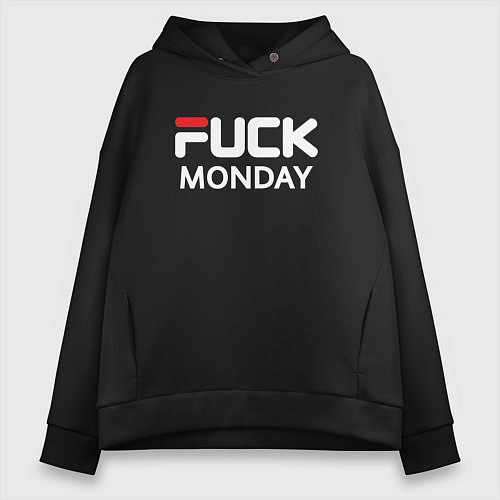 Женское худи оверсайз Fuck monday, fila, anti-brand / Черный – фото 1