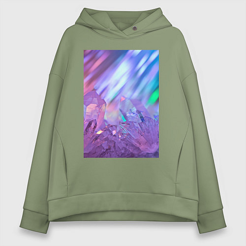 Женское худи оверсайз Радужные кристаллы / Авокадо – фото 1