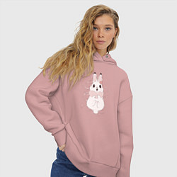 Толстовка оверсайз женская Cute white rabbit, цвет: пыльно-розовый — фото 2