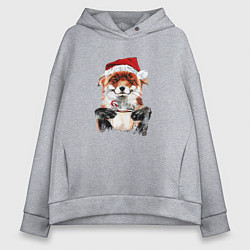 Толстовка оверсайз женская Christmas smile foxy, цвет: меланж