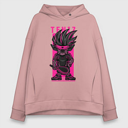 Толстовка оверсайз женская Пёс теннисист, цвет: пыльно-розовый