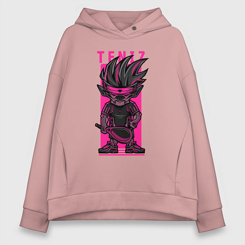 Женское худи оверсайз Пёс теннисист / Пыльно-розовый – фото 1