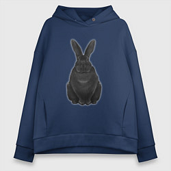 Толстовка оверсайз женская Черный водяной кролик - 2023, цвет: тёмно-синий