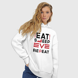 Толстовка оверсайз женская Надпись: eat sleep EVE repeat, цвет: белый — фото 2