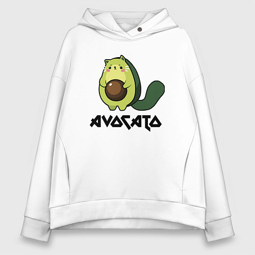 Женское худи оверсайз Avocado - AvoCATo - Joke / Белый – фото 1