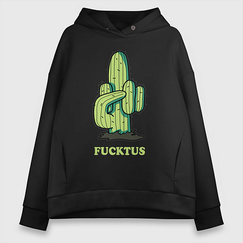 Женское худи оверсайз Cactus Fucktus / Черный – фото 1