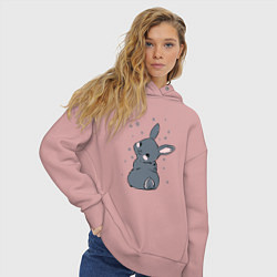 Толстовка оверсайз женская Черный кролик Пикачу, цвет: пыльно-розовый — фото 2