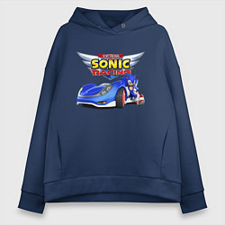 Толстовка оверсайз женская Team Sonic racing - hedgehog, цвет: тёмно-синий
