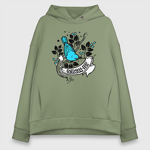 Женское худи оверсайз Птица и ягоды - follow me / Авокадо – фото 1