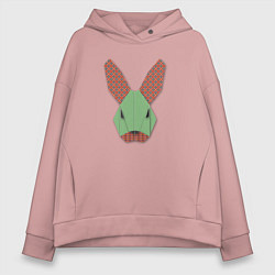 Толстовка оверсайз женская Лоскутный кролик, цвет: пыльно-розовый