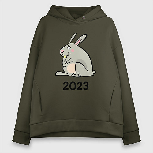 Женское худи оверсайз Большой кролик 2023 / Хаки – фото 1
